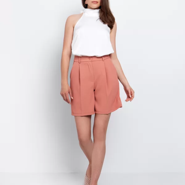 Halter τοπ με ντραπέ πλάτη - ΥΠΟΛΕΥΚΟ