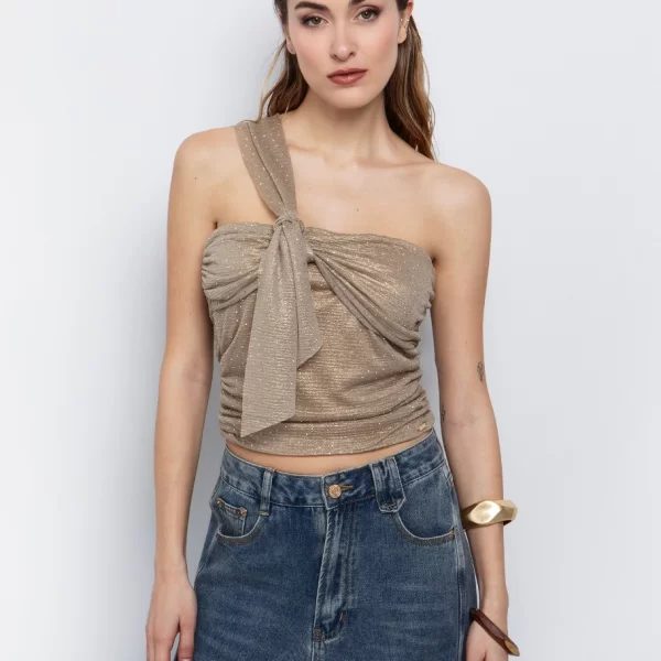 Τοπ με κόμπο & στρας - ΧΡΥΣΟ