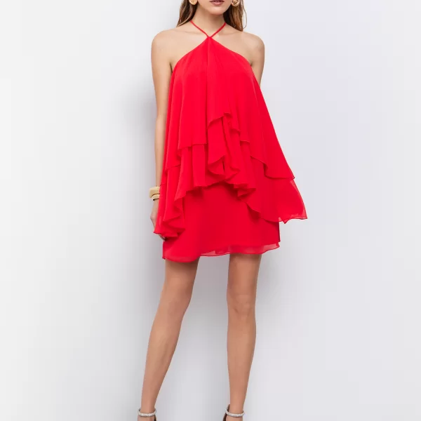 Halter φόρεμα με βολάν - ΚΟΡΑΛΙ