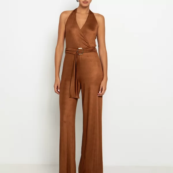 Stretch ολόσωμη φόρμα με αγκράφα - ΜΠΡΟΝΖΕ