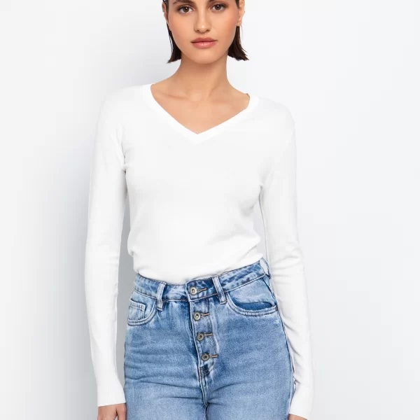 Basic πλεκτή μπλούζα - ΛΕΥΚΟ