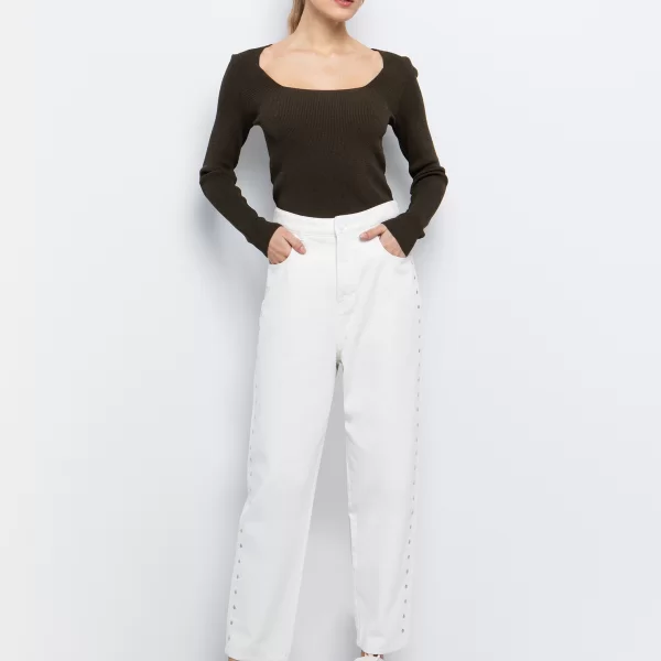 Mom fit jeans με τρουκ - ΛΕΥΚΟ