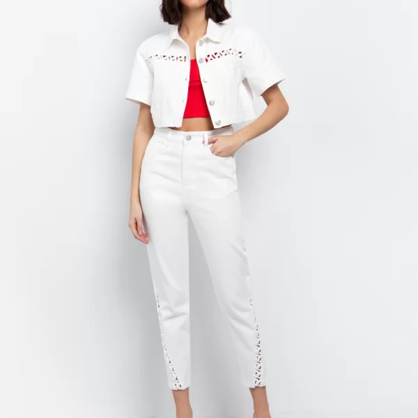 Jean με περιπλεγμένο σχέδιο - ΛΕΥΚΟ