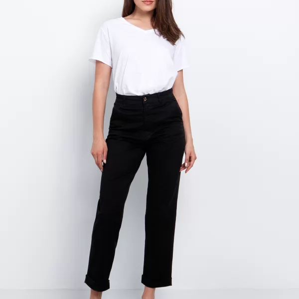 Chino παντελόνι με ρεβέρ - ΜΑΥΡΟ