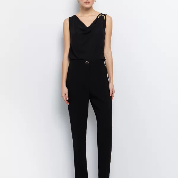 Ankle length παντελόνι κρεπ - ΜΑΥΡΟ