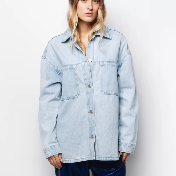 Denim πουκάμισο με τσέπες - ΑΝΟΙΧΤΟ ΜΠΛΕ
