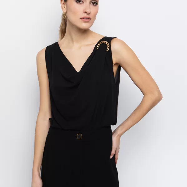 Ντραπέ τοπ με κρίκο - ΜΑΥΡΟ