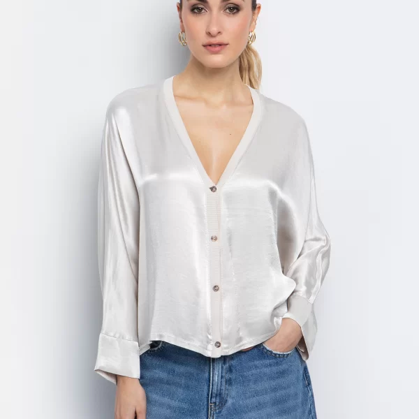 Σατινέ μπλούζα με κουμπιά - ΑΜΜΟΣ