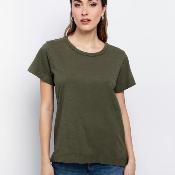 T-shirt με ραφή στην πλάτη - ΧΑΚΙ