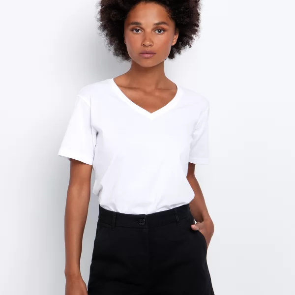 Basic T shirt με V - ΛΕΥΚΟ