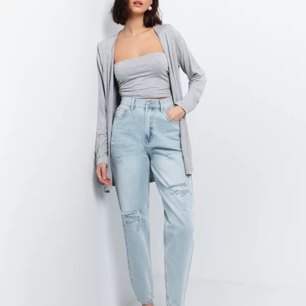 Basic μακριά ζακέτα - ΜΕΛΑΝΖΕ ΓΚΡΙ