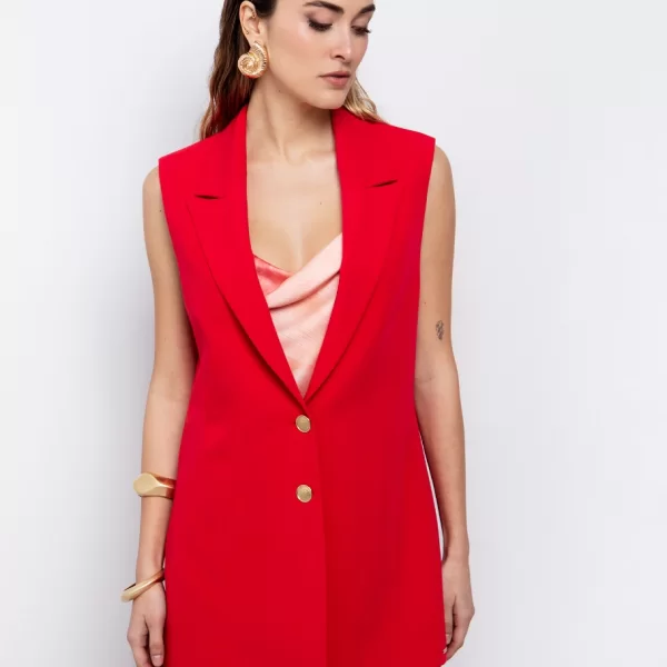 Γιλέκο με χρυσά κουμπιά - ΚΟΚΚΙΝΟ