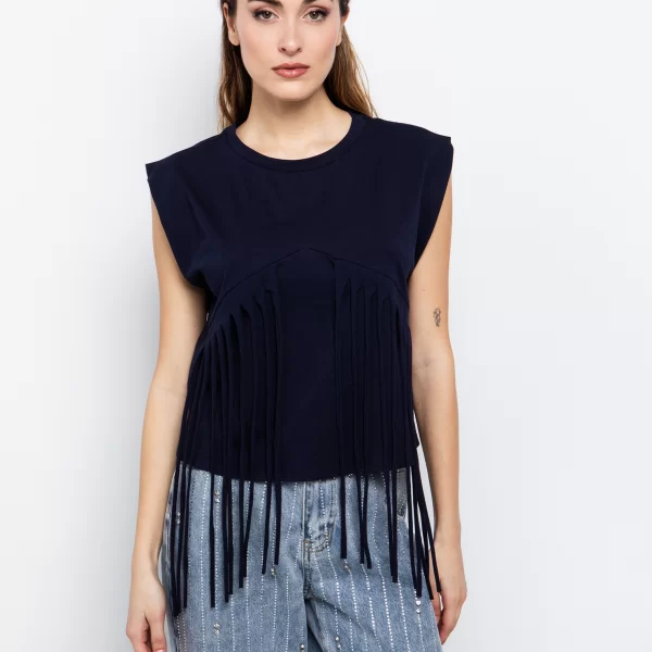 Μπλούζα με κρόσσια - ΜΠΛΕ NAVY