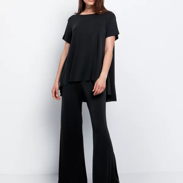 Μπλούζα με μείγμα από modal - ΜΑΥΡΟ