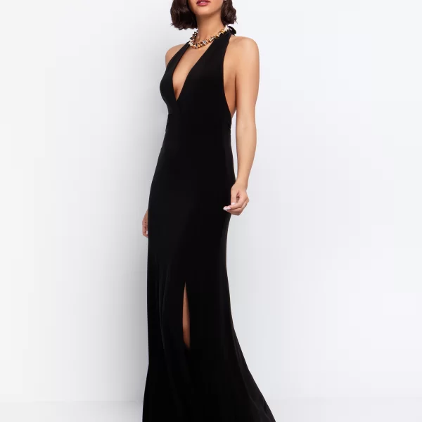 Maxi φόρεμα με ανοιχτή πλάτη - ΜΑΥΡΟ