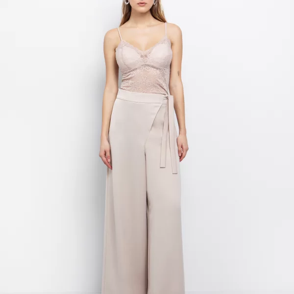 Full length παντελόνα δετή - ΚΡΕΜ