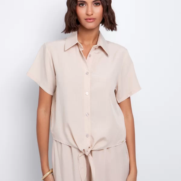 Κοντομάνικο πουκάμισο με κόμπο - ΜΠΕΖ