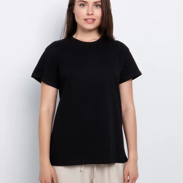 T-shirt με στρογγυλή λαιμόκοψη - ΜΑΥΡΟ