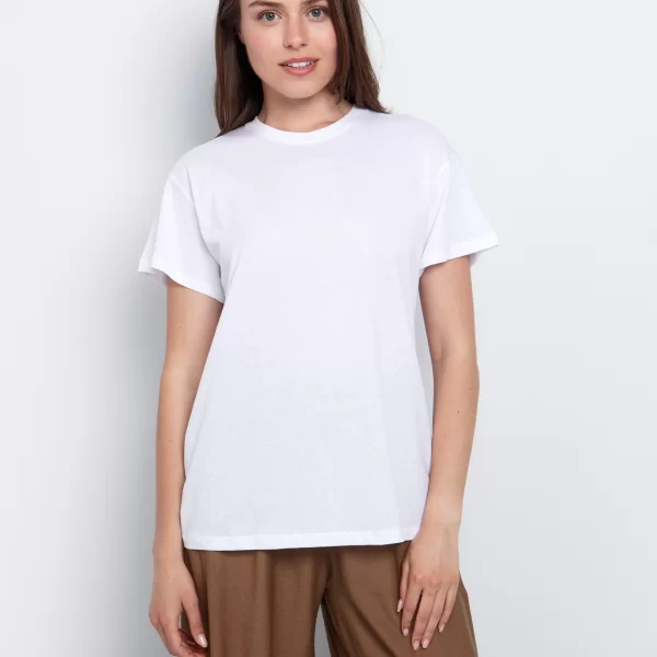 T-shirt με στρογγυλή λαιμόκοψη - ΛΕΥΚΟ