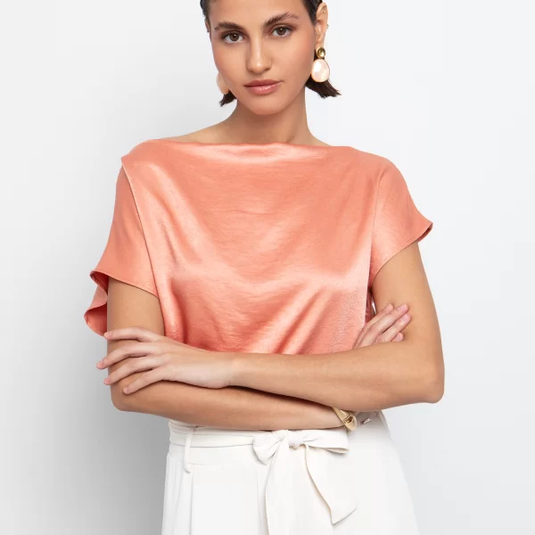 Satin μπλούζα με αλυσίδα - ΡΟΔΑΚΙΝΙ