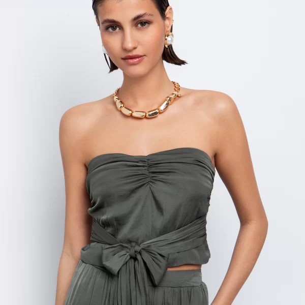 Strapless τοπ με δέσιμο - ΧΑΚΙ