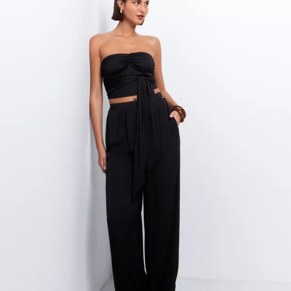 Strapless τοπ με δέσιμο - ΜΑΥΡΟ