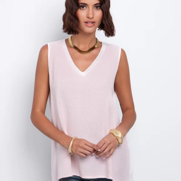 Αμάνικο τοπ σε ανάγλυφη υφή - ΡΟΖ