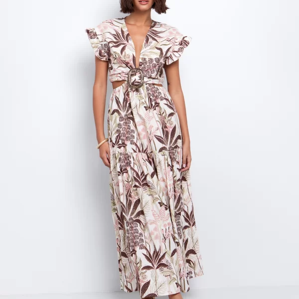 Εμπριμέ φόρεμα με animal αγκράφα - ΕΜΠΡΙΜΕ