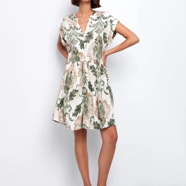 Εμπριμέ ριχτό φόρεμα με κουμπιά - ΕΜΠΡΙΜΕ