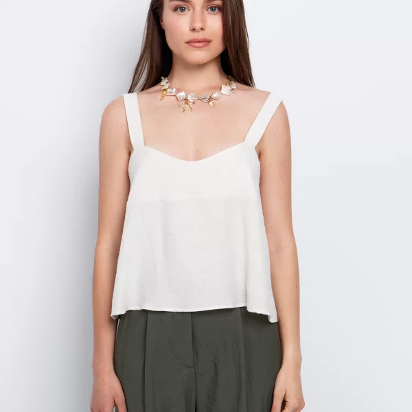 Μπλούζα από μείγμα βισκόζης & λινού - ΑΜΜΟΣ