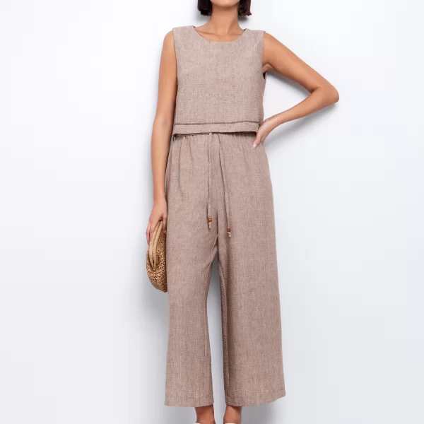 Wide-leg παντελόνι με κορδόνι - ΚΑΦΕ