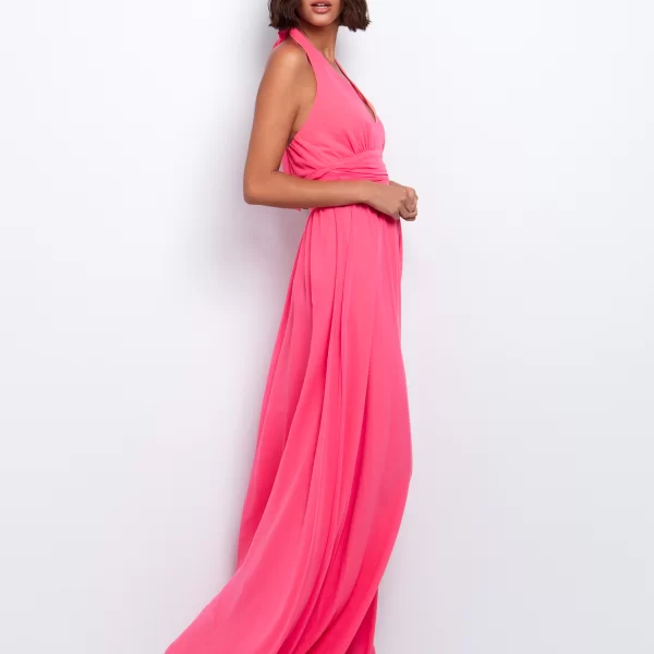 Halter μάξι φόρεμα ντραπέ - ΚΟΡΑΛΙ