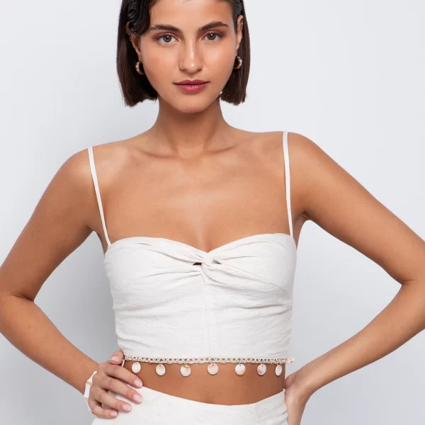 Crop τοπ με κόμπο & απλικέ - ΑΜΜΟΣ