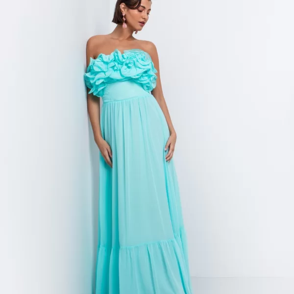 Strapless φόρεμα με βολάν - ΑΚΟΥΑ