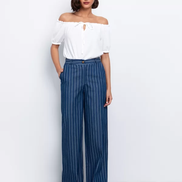 Ριγέ παντελόνι σε ίσια γραμμή - ΡΙΓΕ