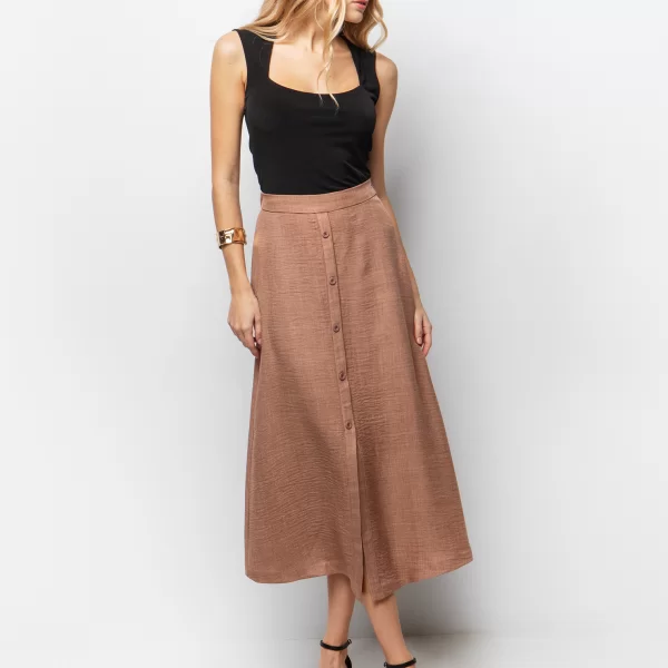 Midi φούστα με κουμπιά - ΣΟΚΟΛΑ