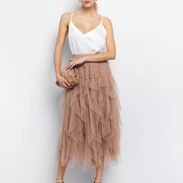 Midi ασύμμετρη φούστα από τούλι - ΜΠΕΖ