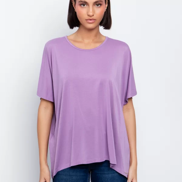 Ασύμμετρη μπλούζα στρογγυλή λαιμόκοψη - ΛΙΛΑ
