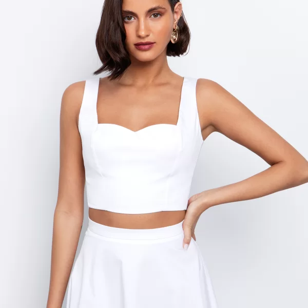 Ποπλίνα τοπ με φερμουάρ - ΛΕΥΚΟ