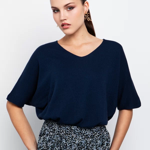 Μπλούζα σε ελαφριά πλέξη - ΜΠΛΕ NAVY