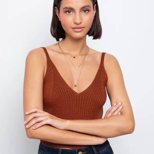 Πλεκτό crop τοπ ανάγλυφο - ΚΑΦΕ