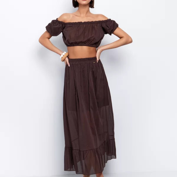 Flowy φούστα midi - ΚΑΦΕ