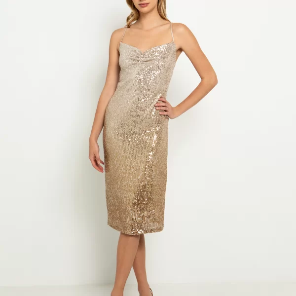 Midi φόρεμα με πούλιες - ΧΡΥΣΟ