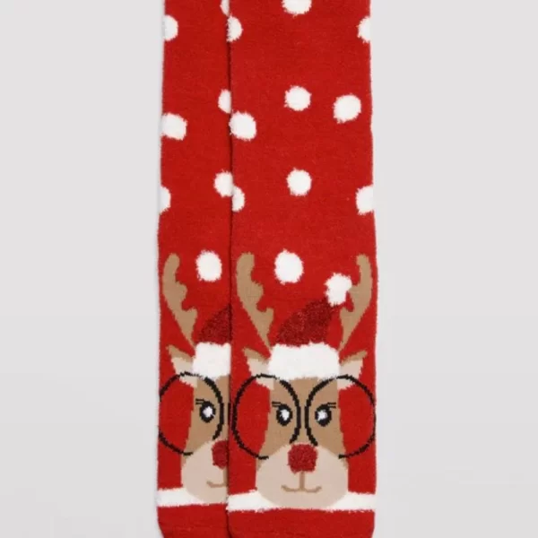 Γυναικείες Κάλτσες Ysabel Mora “Rudolph” Με Αντιολισθητικό Πάτο Xmas Κόκκινο