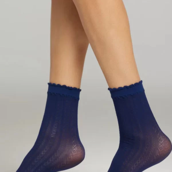 Γυναικείο Καλτσάκι POMPEA Με Γεωμετρικά Σχέδια Μπλε