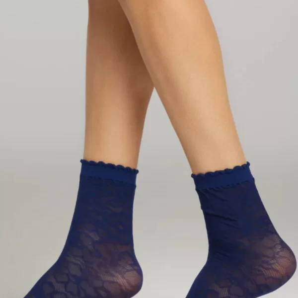 Γυναικείο Καλτσάκι POMPEA Με Σχέδιο Δαντέλα Μπλε
