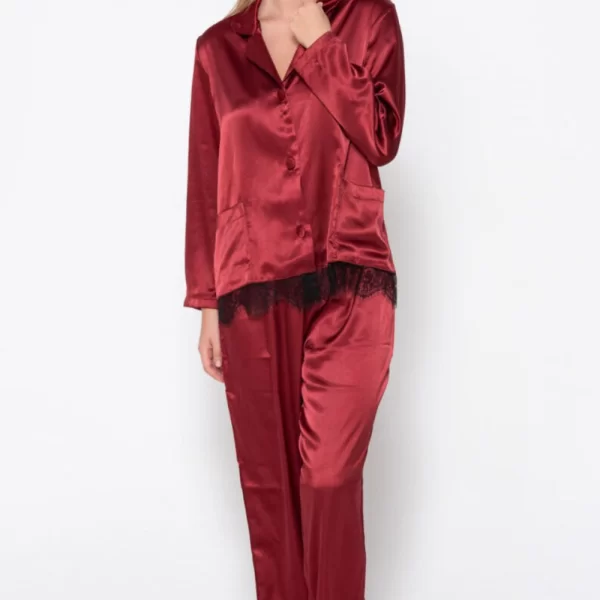 Γυναικεία Πιτζάμα Luna Prestige Σατέν Μπορντό