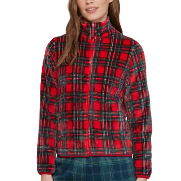 Γυναικεία Ζακέτα Noidinotte Fleece Καρό Κόκκινο