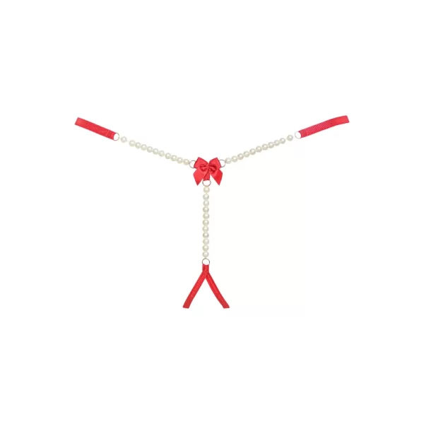 Γυναικείο G-String Milena Με Πέρλες Κόκκινο