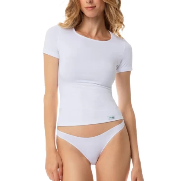 Γυναικείο Φανελάκι Τοπ Minerva Κοντό Μανίκι Λευκό